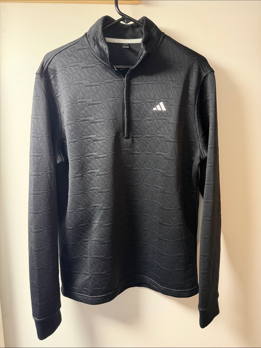 adidas Black Quilted 1/4 Zip Performance Pullover